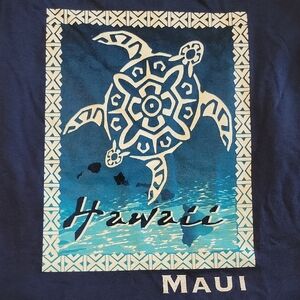 Hanes Navy Graphic Maui T-Shirt Hawaii Turtle Design